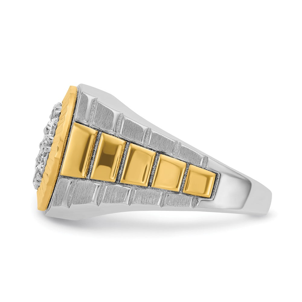 IBGoodman 14k Two-Tone 1 carat Lab Grown Diamond VS/SI+ G+ Complete Ribbed Men's Cluster Ring