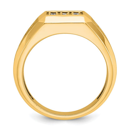 IBGoodman 10k Men's Polished and Satin 1 Carat A Quality Diamond Square Cluster Ring