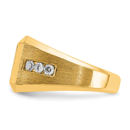 IBGoodman 10k Men's Polished and Satin 1 Carat A Quality Diamond Square Cluster Ring