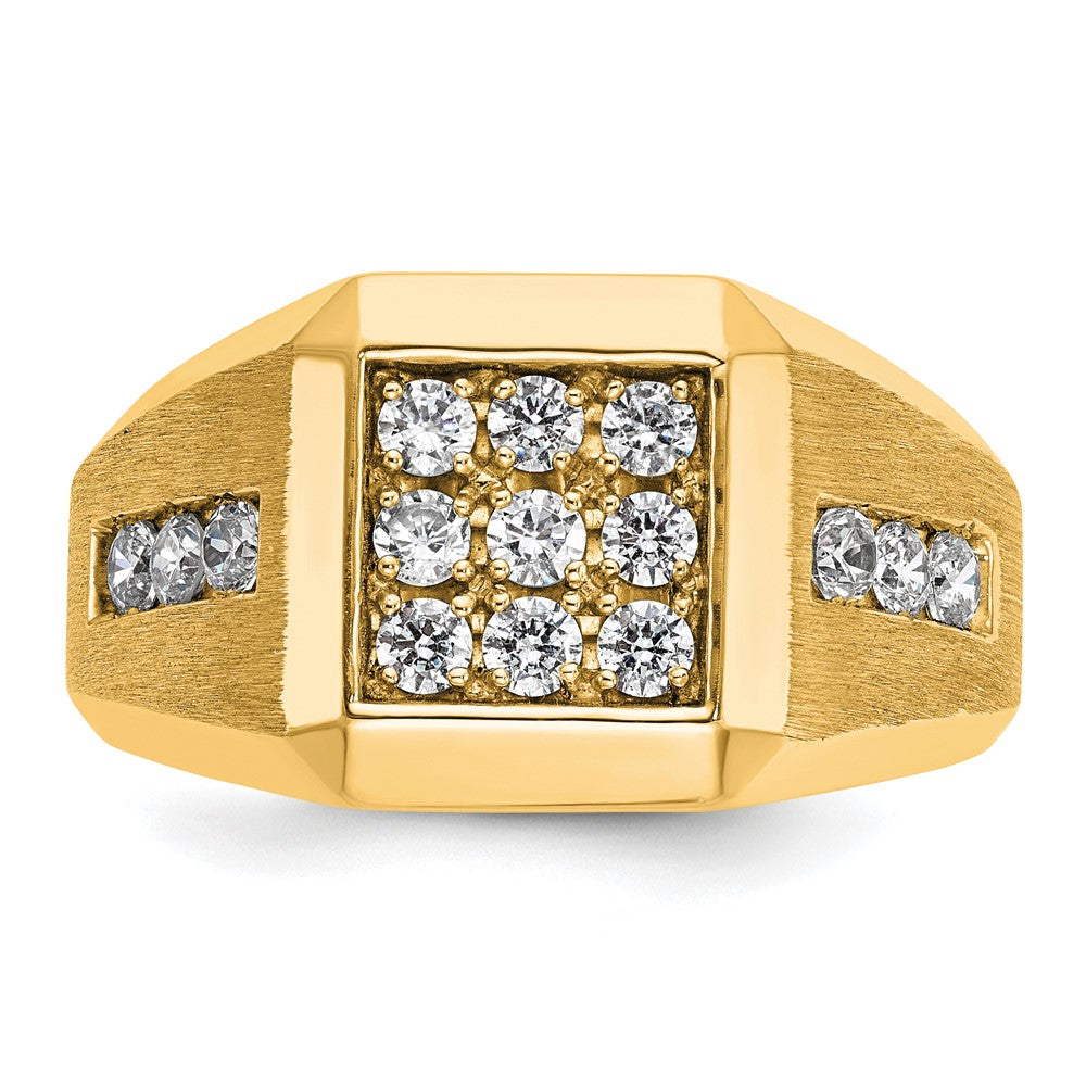 IBGoodman 10k Men's Polished and Satin 1 Carat A Quality Diamond Square Cluster Ring