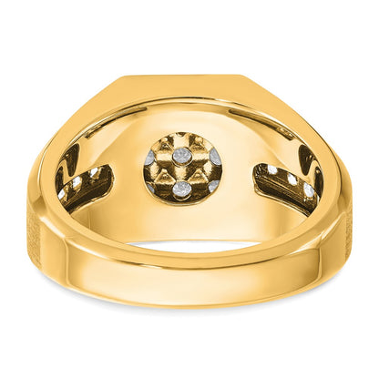 IBGoodman 10k Men's Polished and Satin 1 Carat A Quality Diamond Square Cluster Ring