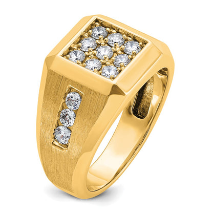 IBGoodman 10k Men's Polished and Satin 1 Carat A Quality Diamond Square Cluster Ring