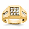 IBGoodman 10k Men's Polished and Satin 1 Carat A Quality Diamond Square Cluster Ring