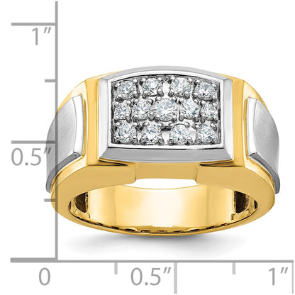 IBGoodman 10k with White Rhodium Men's Polished and Satin 1/2 Carat A Quality Diamond Cluster Ring