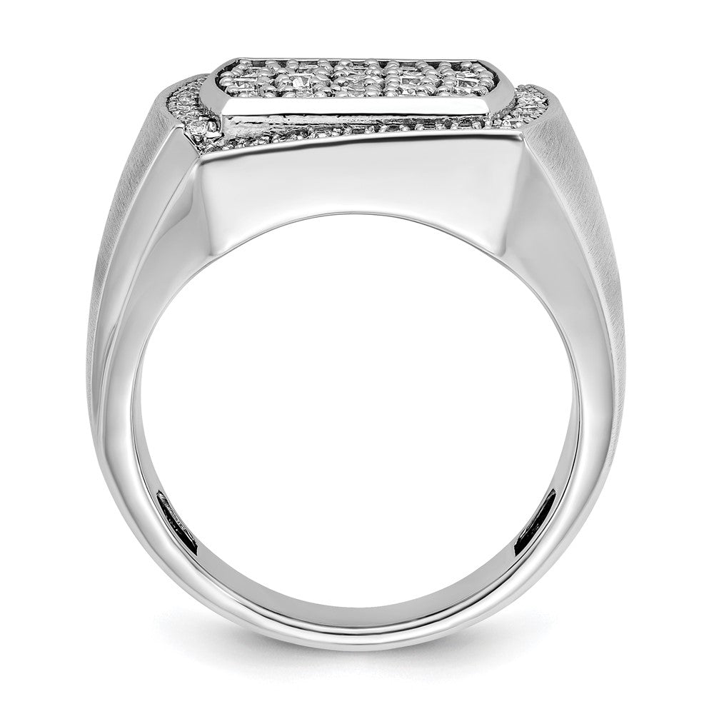 IBGoodman 10k White Gold Men's Polished and Satin 1 1/3 Carat A Quality Diamond Cluster Ring