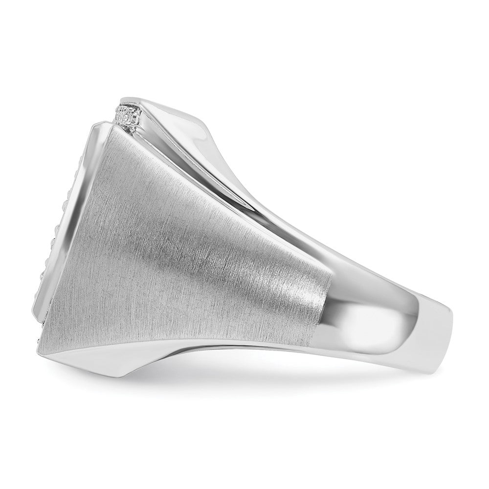 IBGoodman 10k White Gold Men's Polished and Satin 1 1/3 Carat A Quality Diamond Cluster Ring