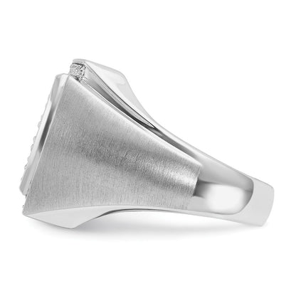 IBGoodman 10k White Gold Men's Polished and Satin 1 1/3 Carat A Quality Diamond Cluster Ring