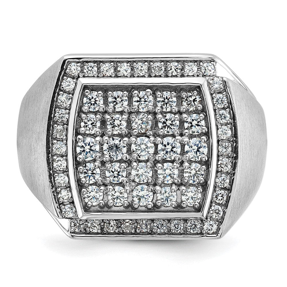 IBGoodman 10k White Gold Men's Polished and Satin 1 1/3 Carat A Quality Diamond Cluster Ring