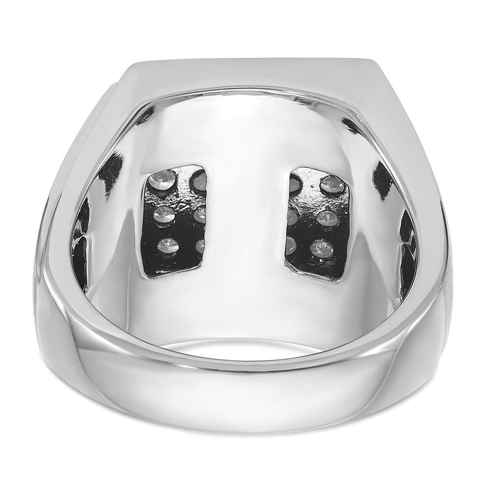 IBGoodman 10k White Gold Men's Polished and Satin 1 1/3 Carat A Quality Diamond Cluster Ring