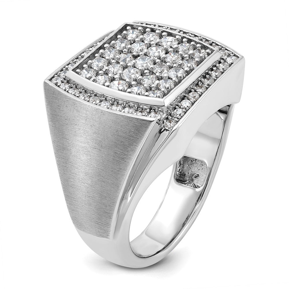 IBGoodman 10k White Gold Men's Polished and Satin 1 1/3 Carat A Quality Diamond Cluster Ring