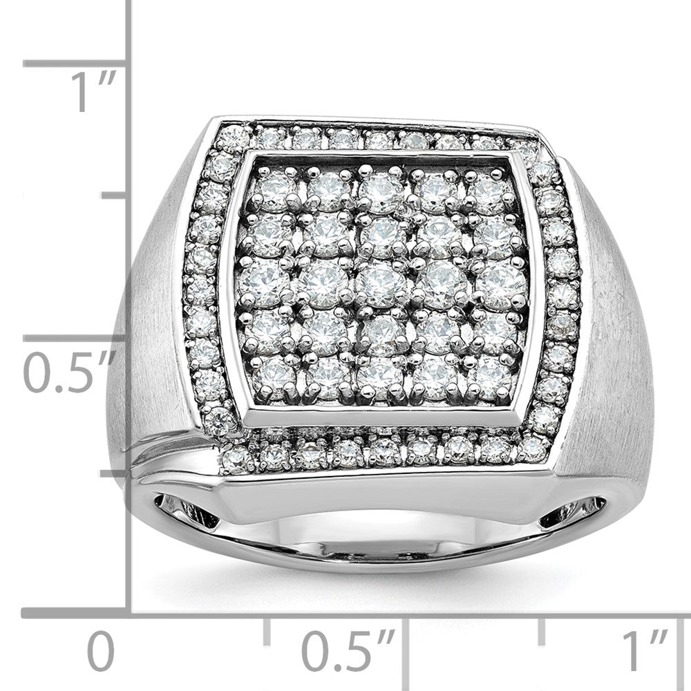 IBGoodman 10k White Gold Men's Polished and Satin 1 1/3 Carat A Quality Diamond Cluster Ring