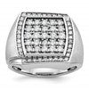 IBGoodman 10k White Gold Men's Polished and Satin 1 1/3 Carat A Quality Diamond Cluster Ring