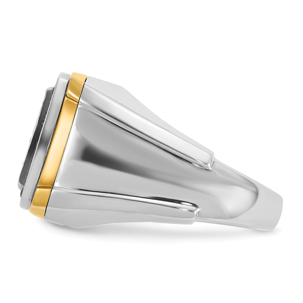 IBGoodman 10k Two-tone Men's Polished 3/4 Carat A Quality Black and White Diamond Square Cluster Ring