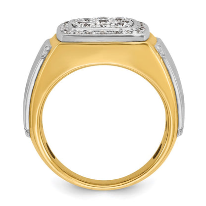 IBGoodman 10k Two-tone Men's Polished and Satin 1 Carat A Quality Diamond Square Cluster Ring
