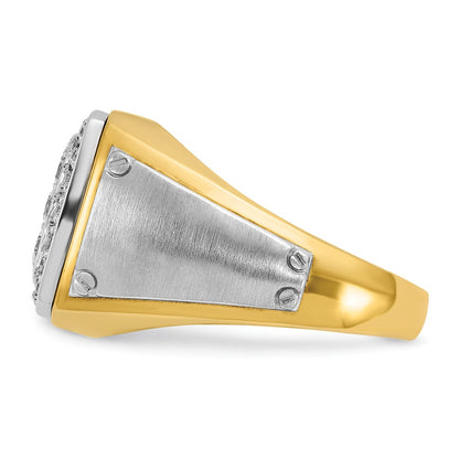 IBGoodman 10k Two-tone Men's Polished and Satin 1 Carat A Quality Diamond Square Cluster Ring