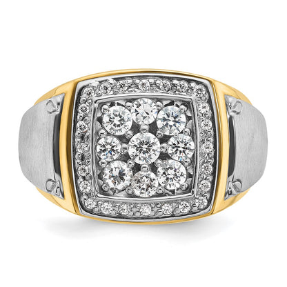 IBGoodman 10k Two-tone Men's Polished and Satin Square Cluster Ring Mounting