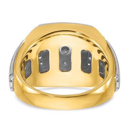 IBGoodman 10k Two-tone Men's Polished and Satin 1 Carat A Quality Diamond Square Cluster Ring