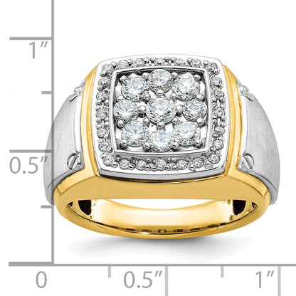 IBGoodman 10k Two-tone Men's Polished and Satin 1 Carat A Quality Diamond Square Cluster Ring