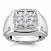 IBGoodman 14k White Gold 1 carat Lab Grown Diamond VS/SI+ G+ Complete Men's Polished and Satin Cluster Ring