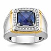 IB Goodman 10k Two-tone Mens Holds 9mm Cushion Gemstone and 28-1.4mm Diamonds Halo Ring Mounting