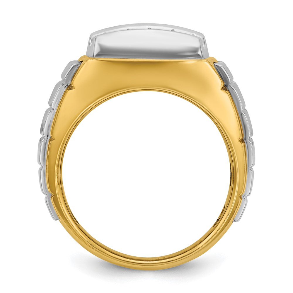 IBGoodman 10k Two-tone Men's Polished and Grooved 3-Row Cluster Ring Mounting