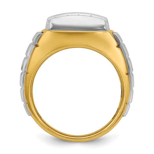 IBGoodman 10k Two-tone Men's Polished and Grooved 3-Row Cluster Ring Mounting