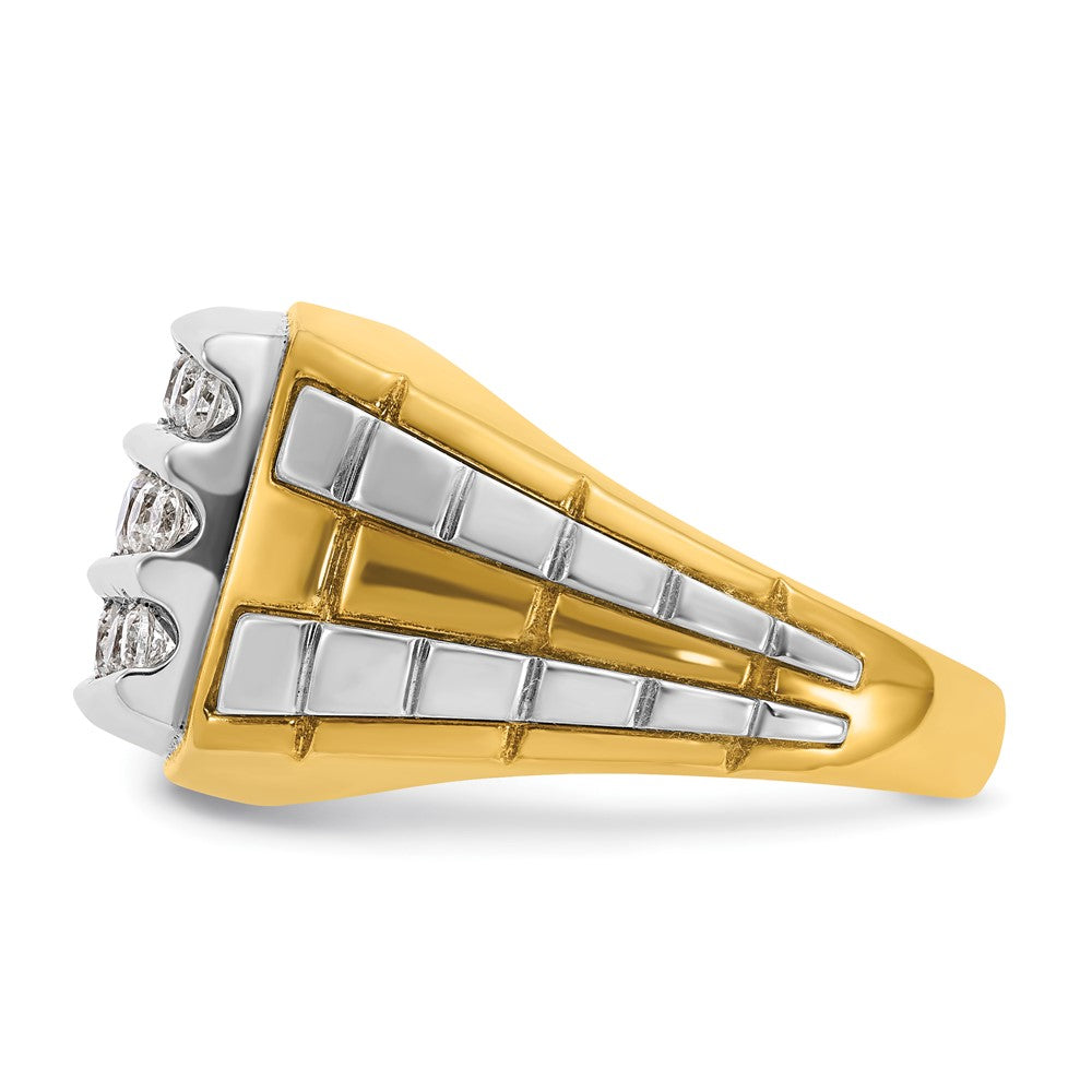 IBGoodman 10k Two-tone Men's Polished and Grooved 3-Row Cluster Ring Mounting