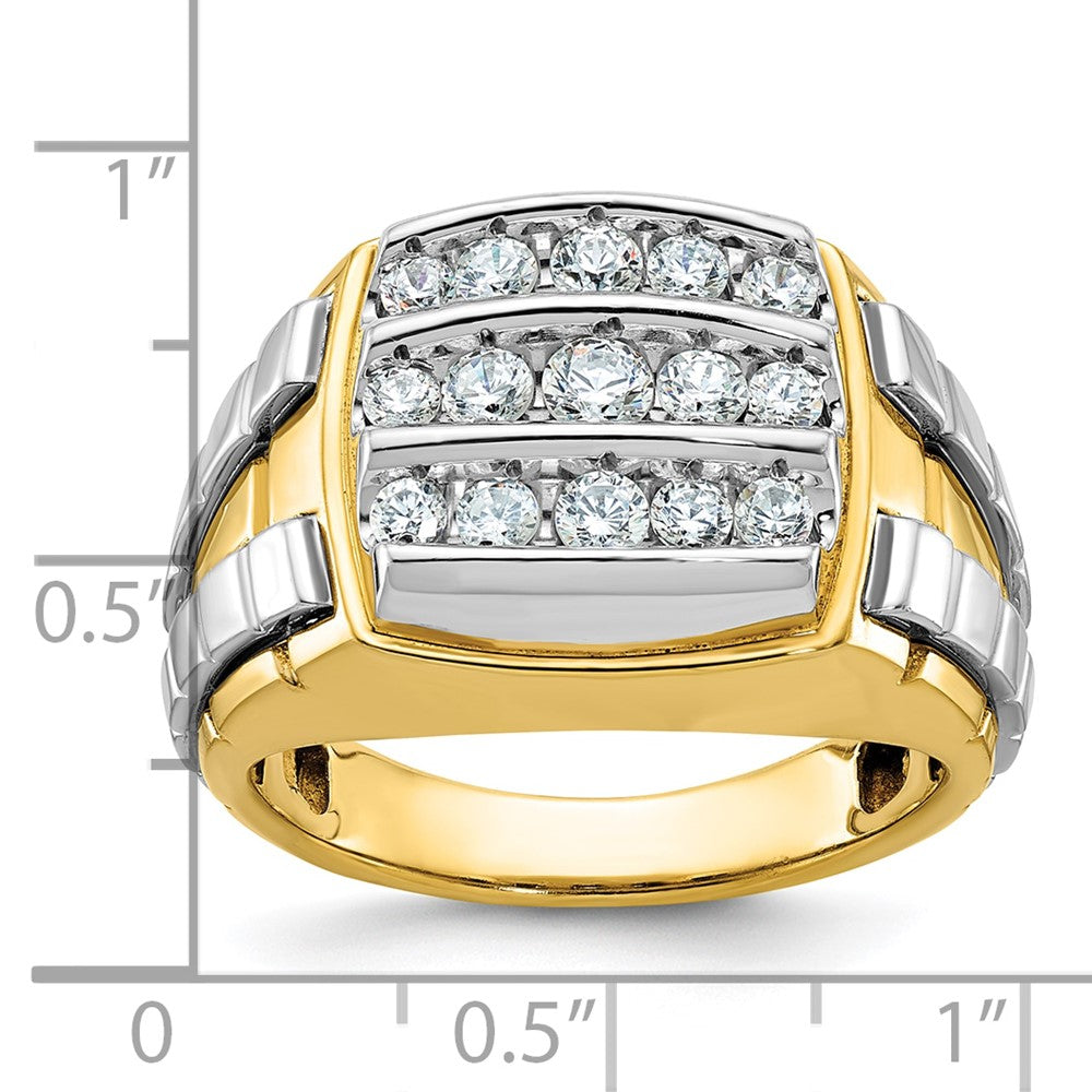 IBGoodman 10k Two-tone Men's Polished and Grooved 3-Row Cluster Ring Mounting