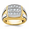 IBGoodman 14k Two Tone 1 carat Lab Grown Diamond VS/SI+ G+ Complete Men's Polished and Satin Cluster Ring