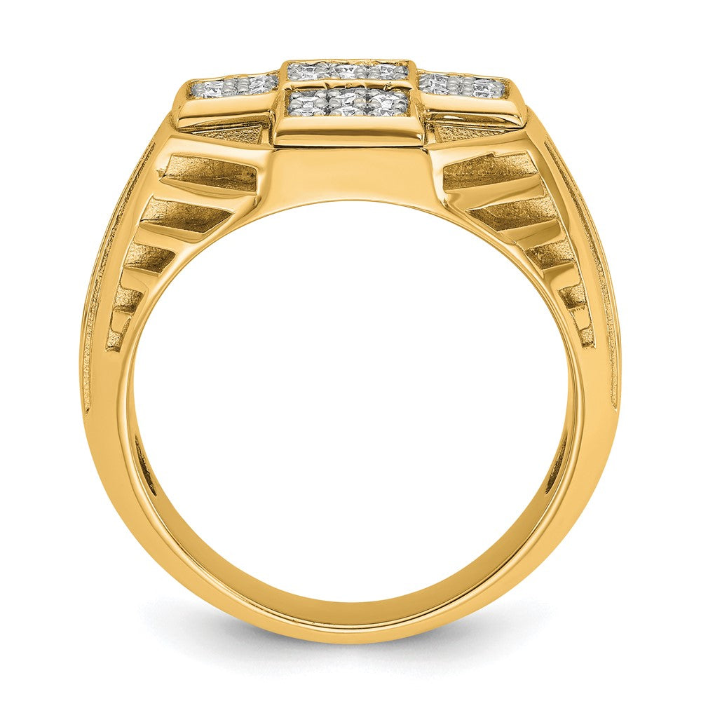 IBGoodman 10k Men's Polished Textured and Grooved Cross Cluster Ring Mounting