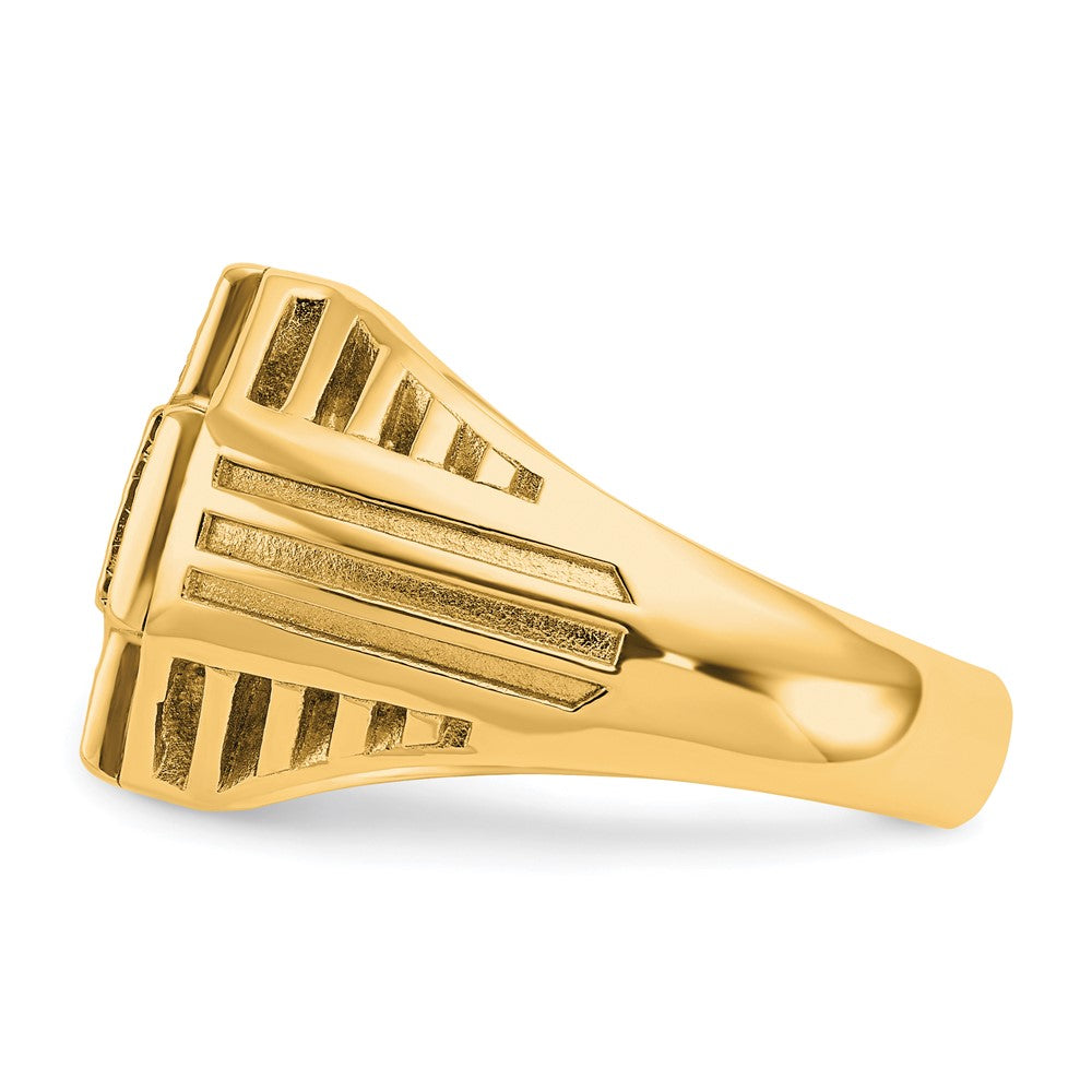 IBGoodman 10k Men's Polished Textured and Grooved Cross Cluster Ring Mounting