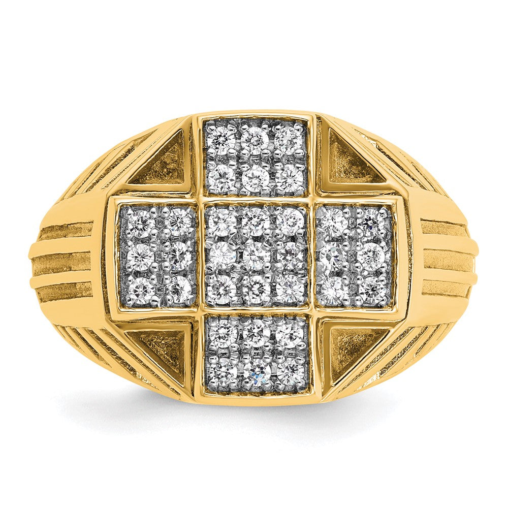 IBGoodman 10k Men's Polished Textured and Grooved Cross Cluster Ring Mounting