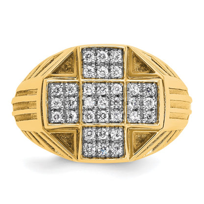 IBGoodman 10k Men's Polished Textured and Grooved Cross Cluster Ring Mounting