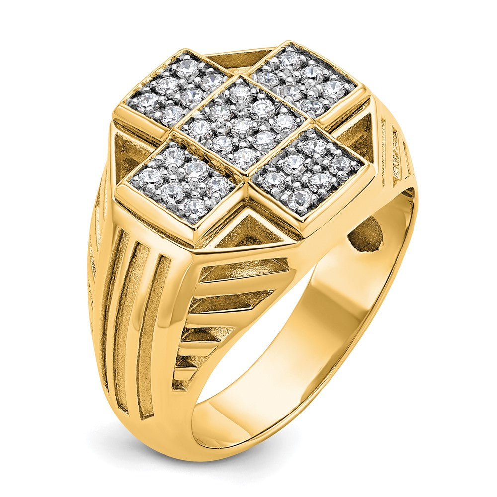 IBGoodman 10k Men's Polished Textured and Grooved Cross Cluster Ring Mounting