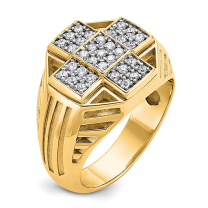 IBGoodman 10k Men's Polished Textured and Grooved Cross Cluster Ring Mounting