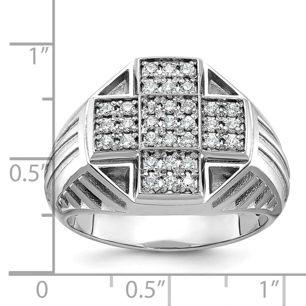 IBGoodman 10k Men's Polished Textured and Grooved Cross Cluster Ring Mounting