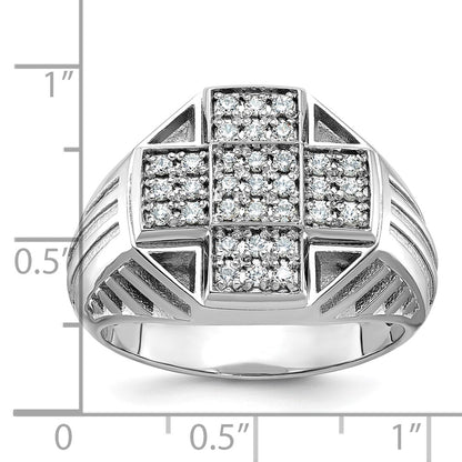 IBGoodman 10k Men's Polished Textured and Grooved Cross Cluster Ring Mounting