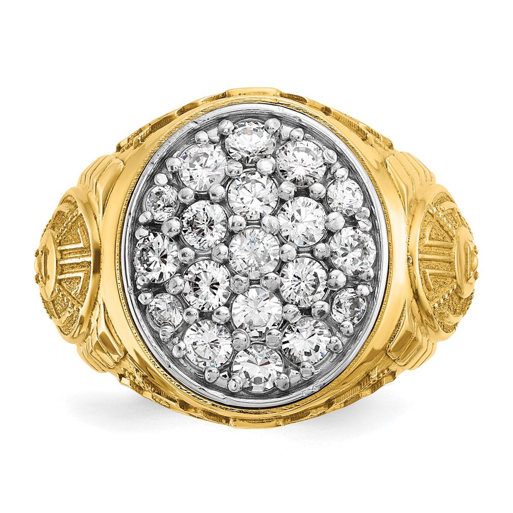 IBGoodman 10k Two-tone Men's Polished and Textured Oval Cluster Ring Mounting