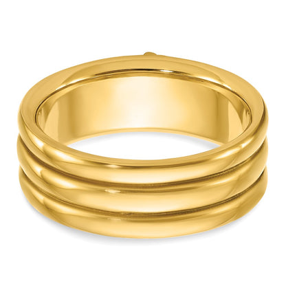 IBGoodman 10k Men's Polished and Grooved with Black Enamel Active 33rd Degree Masonic Ring
