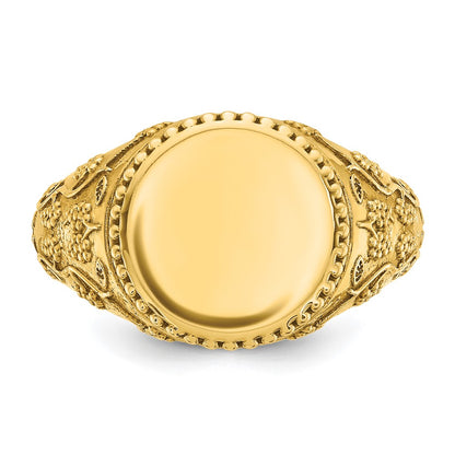 IB Goodman 10k Mens 12.5x12.5mm Round Grapevine Signet Ring