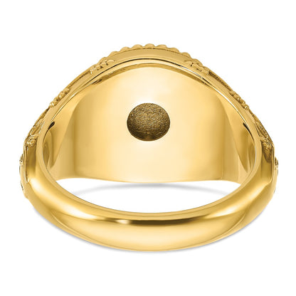 IB Goodman 10k Mens 12.5x12.5mm Round Grapevine Signet Ring