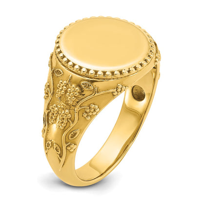 IB Goodman 10k Mens 12.5x12.5mm Round Grapevine Signet Ring