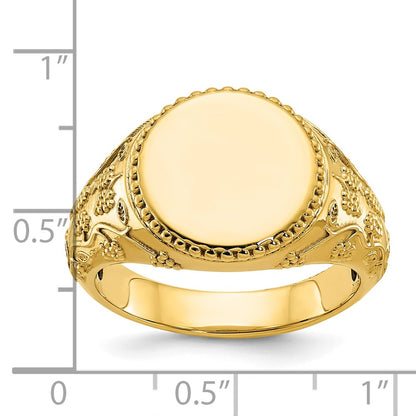 IB Goodman 10k Mens 12.5x12.5mm Round Grapevine Signet Ring