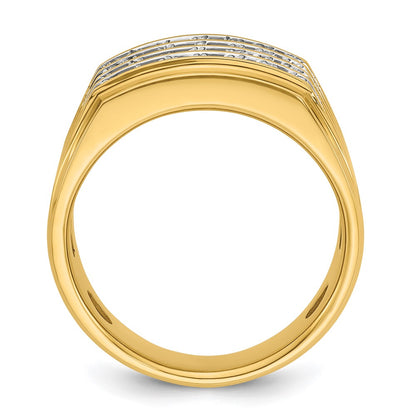 IB Goodman 10k with White Rhodium Mens Polished and Grooved 4-Row 1.5 Carat A Quality Diamond Ring