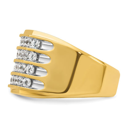 IB Goodman 10k with White Rhodium Mens Polished and Grooved 4-Row 1.5 Carat A Quality Diamond Ring