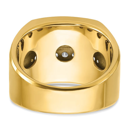 IB Goodman 10k with White Rhodium Mens Polished and Grooved 4-Row 1.5 Carat A Quality Diamond Ring