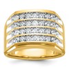 IB Goodman 10k with White Rhodium Mens Polished and Grooved 4-Row 1.5 Carat A Quality Diamond Ring