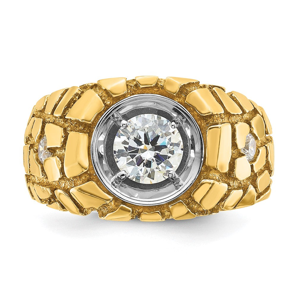 IBGoodman 14k Two Tone 1 carat Lab Grown Diamond VS/SI+ G+ Complete Men's Nugget Ring