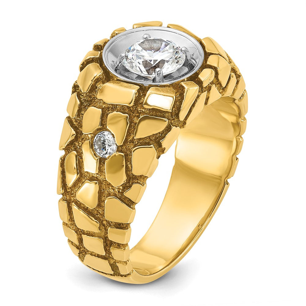 IBGoodman 14k Two Tone 1 carat Lab Grown Diamond VS/SI+ G+ Complete Men's Nugget Ring