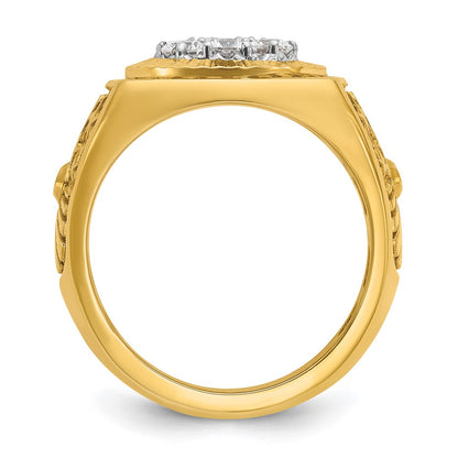 IBGoodman 10k Two-tone Men's Polished Textured and Diamond-cut Stars and Stripes Round Cluster Ring Mounting